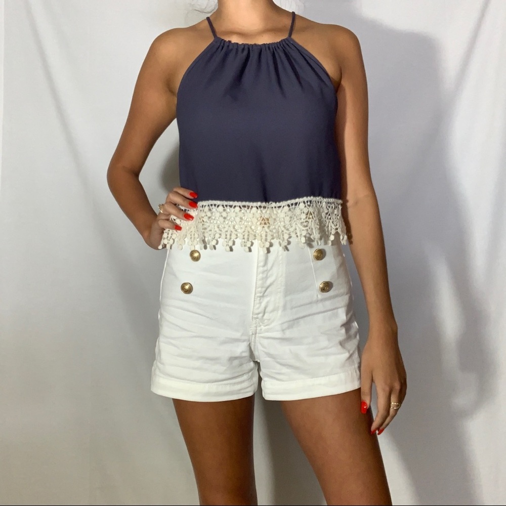 Navy blue crotchet tank top size: small